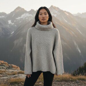 NWT Habitual Turtleneck Sweater Cashmere Blend in Oatmeal Chunky Thick sz Small